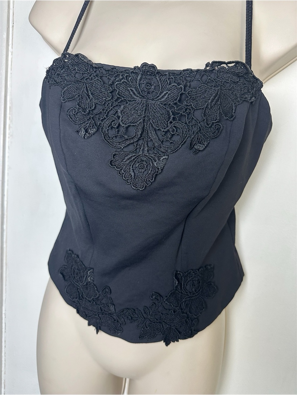 Privileged Black Lace-Trim Cami